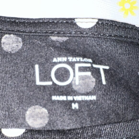 Loft Black & White Polka Dot Blouse w/Sheer Sleeves - Medium - Picture 4 of 5